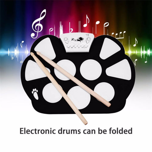 W758S Portable 9 Pads Digital USB Roll up Foldable Silicone Electronic Drum Pad Kit With Drum